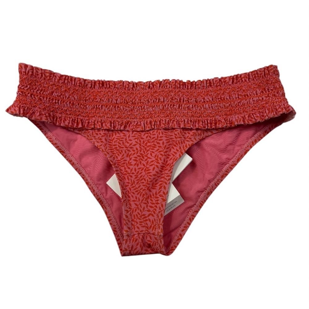 TORY BURCH Bikini Bottom Women's XS‎ Pink Ditsy Leaf Hipster Blushing SPF 50 NWT
